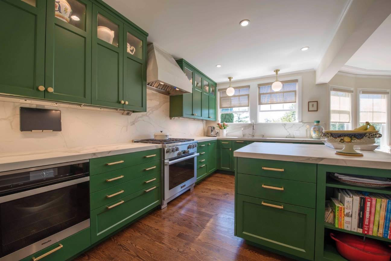 Custom Kitchen project green cabinets